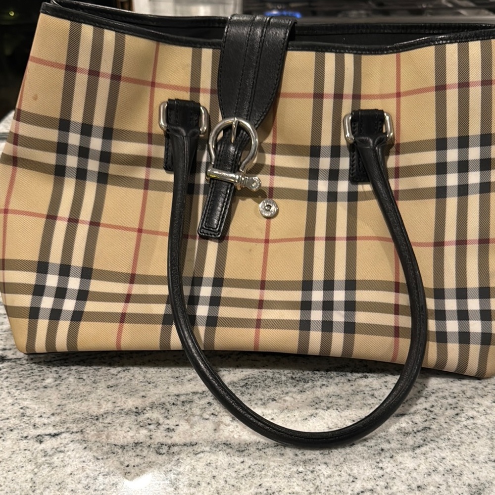 Burberry Beige Checkered Women's Bag